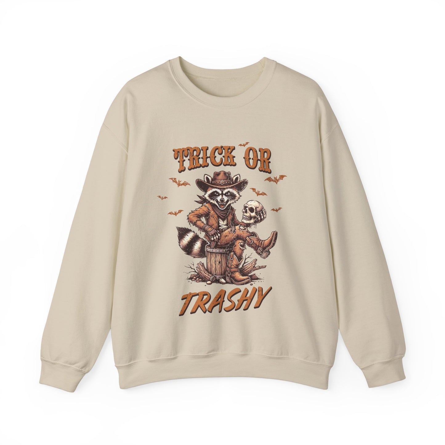 Funny Western Halloween Raccoon Sweatshirt Country Feral Trick Or Trashy Sweater Fun Halloween Trick Or Treat Day Cowboy Raccoon Lover Gift