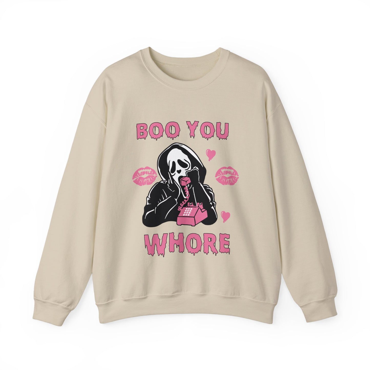 Boo You Whore Sweatshirt Funny Halloween Sweater Spooky Season Sweatshirt Horror Movie Halloween Outfit Ghostface Valentine Sweatshirt Gift