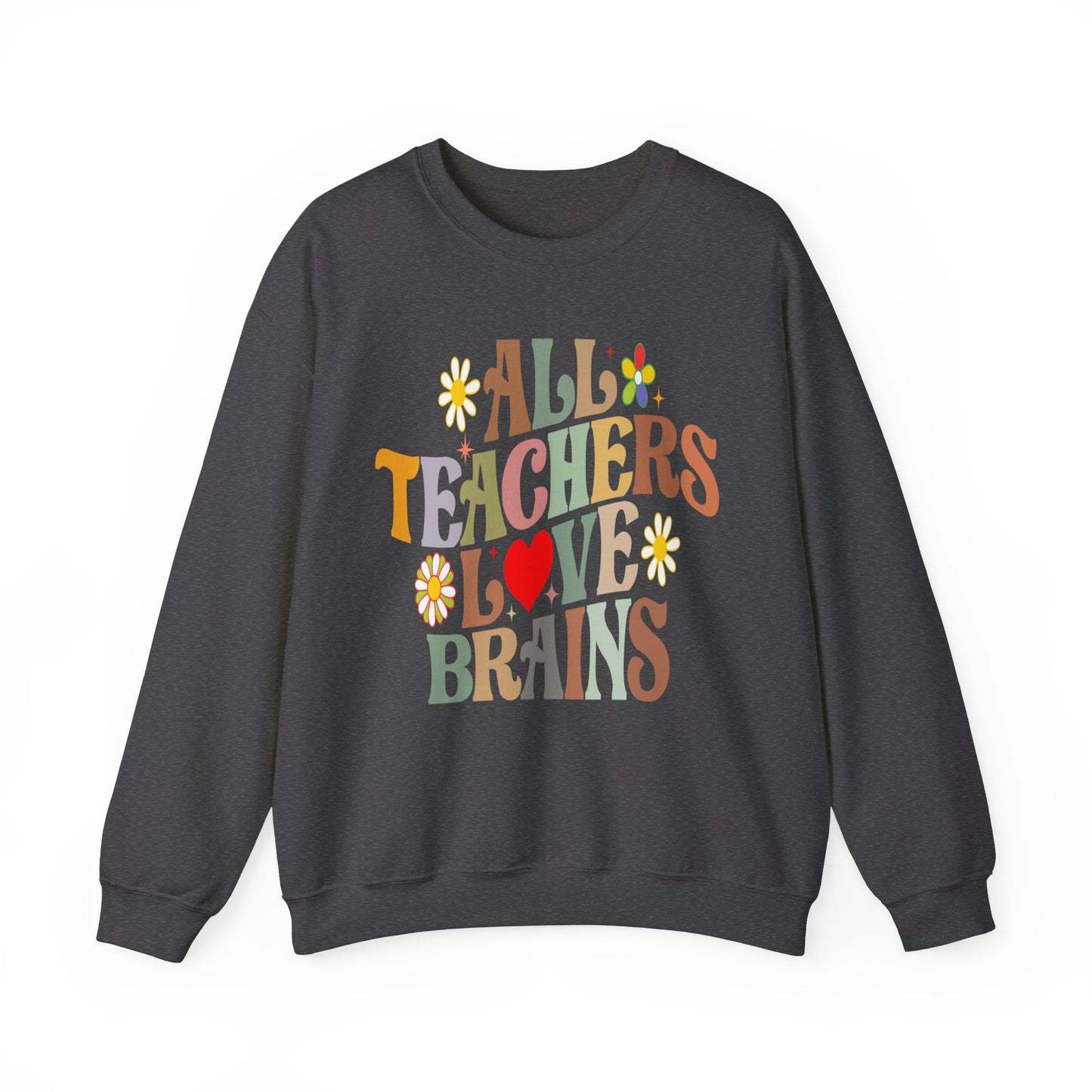 All Teachers Love Brains Halloween Sweatshirt Teacher Halloween Sweater Retro Halloween Sweatshirt Groovy Teacher Fall Season Apparel