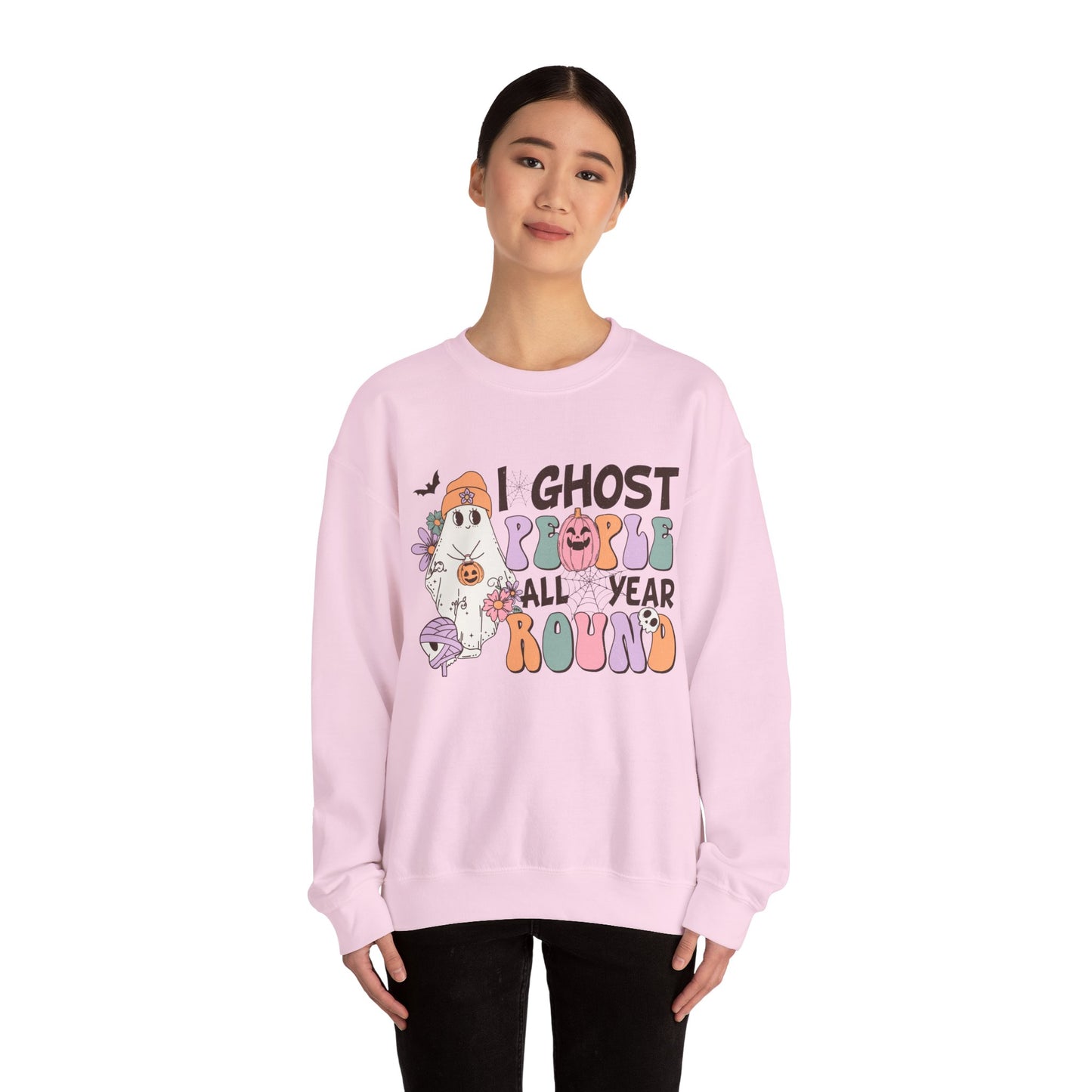 I Ghost People Year Round Sweatshirt Funny Halloween Sweater Retro Halloween Sweatshirt Cool Ghost Halloween Apparel Groovy Spooky Season