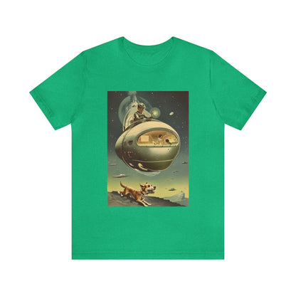 Funny Spaceship Dog UFO Shirts Unique Flying Saucer Weird Cool Gift Retro Vintage Graphic UAP tshirt Galaxy Dog Unisex T-Shirt Dog Lover Tee