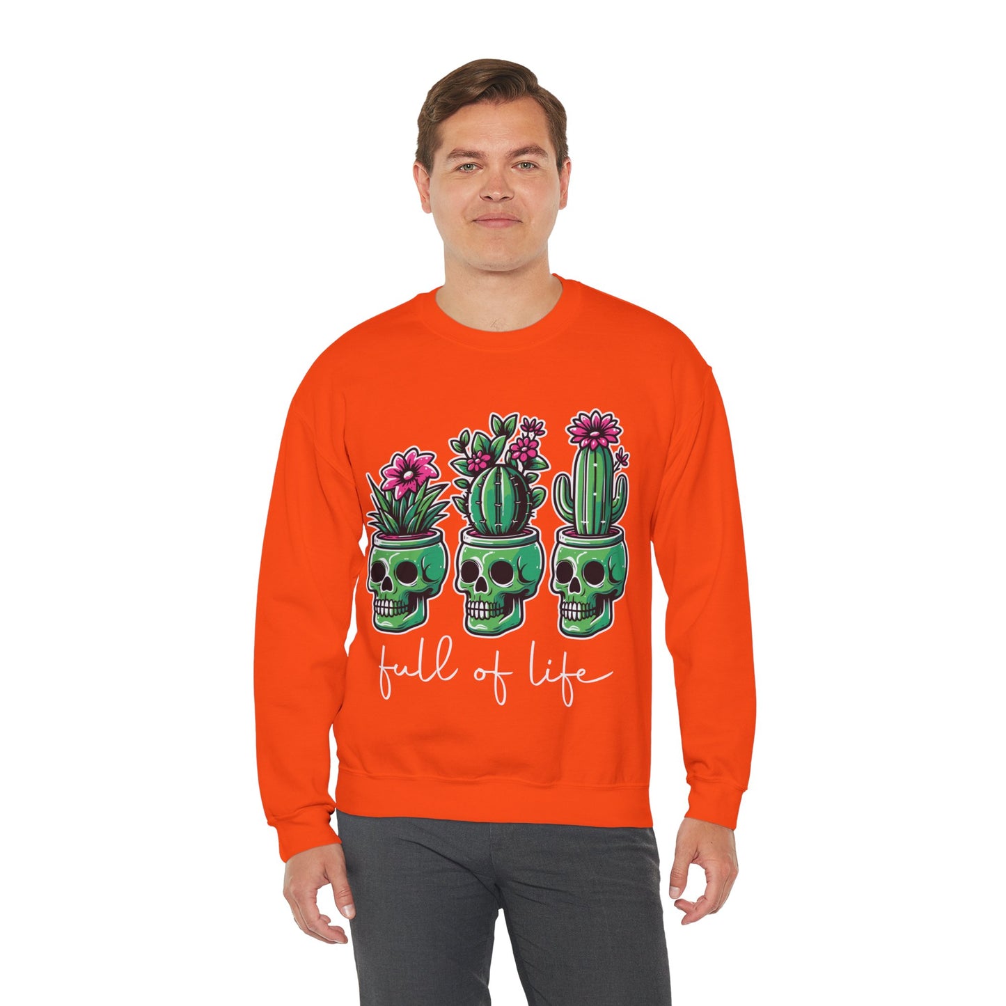 Full of Life Sweater Funny Halloween Sweatshirt Plant Lover Pullover Gift Funny Pot Head Skeleton Succulent Sweat Halloween Plant Lover Gift