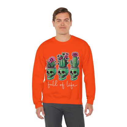 Full of Life Sweater Funny Halloween Sweatshirt Plant Lover Pullover Gift Funny Pot Head Skeleton Succulent Sweat Halloween Plant Lover Gift