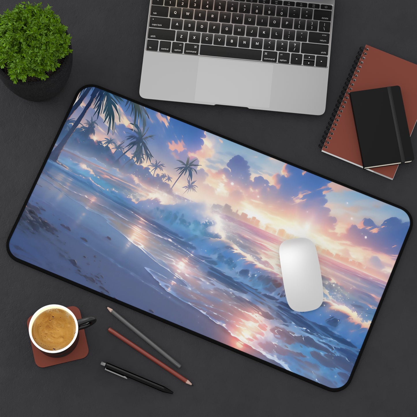 Anime Beach Desk Mat Skyscraper Office Desk Accessoies Manga Fan Mouse Pad Japanese Desk Pad Landscape Large Gaming Mousepad XL Unique Gift