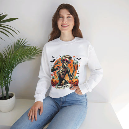 Retro Boo-jee Mama Sweatshirt Funny Mom Skeleton Coffee Sweatshirt Mom Halloween Sweater Bougie Spooky Mama Pullover Sweater Boujee Mom Gift