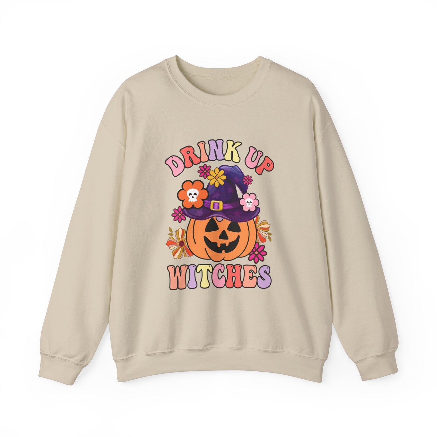 Drink Up Witches Sweatshirt Funny Halloween Retro Halloween Party Sweater Witches Sweatshirt Groovy Halloween Outfit Group Halloween Sweater