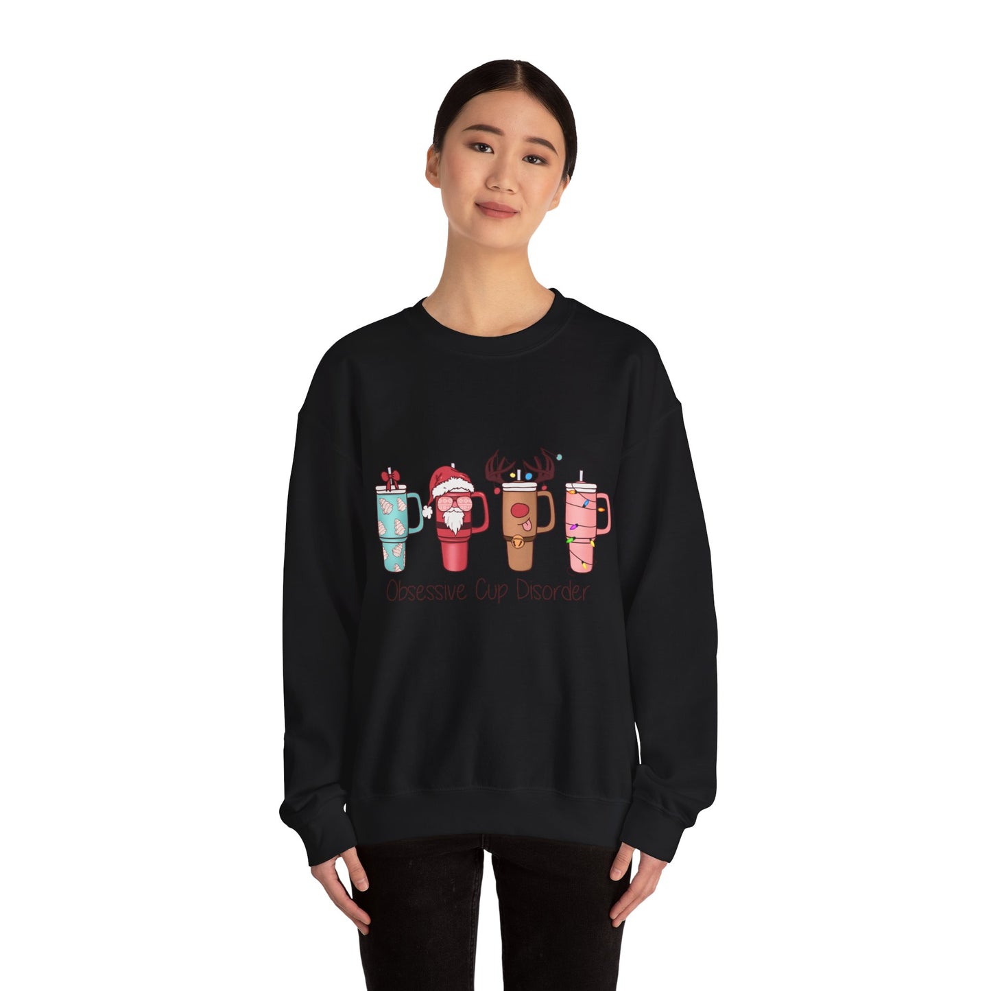 Retro Christmas Obsessive Cup Disorder Sweatshirt Funny OCD Sweater Funny Christmas Cups Crewneck OCD Lover Xmas Coffee Tee Christmas Sweat