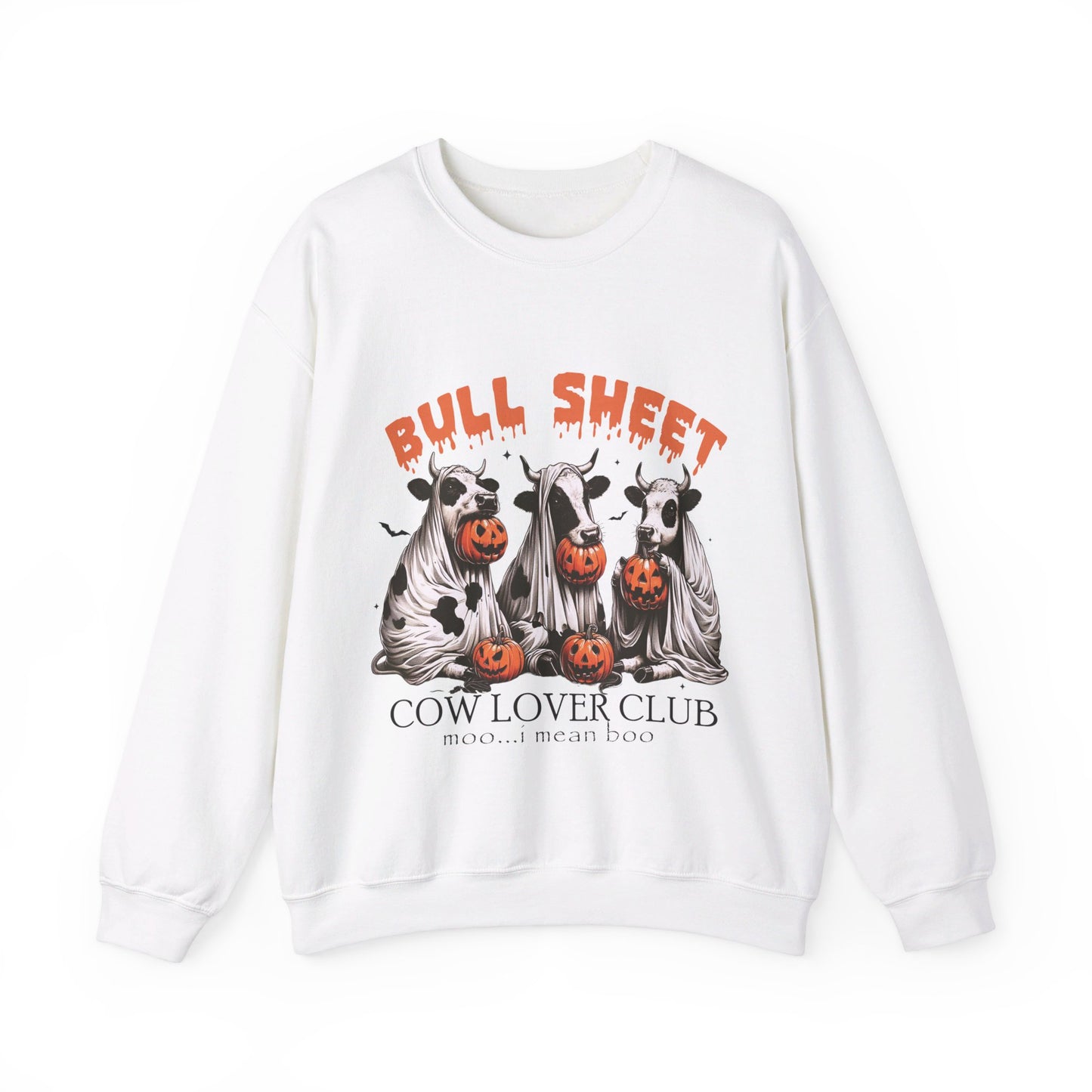 Bull Sheet Sweatshirt Cow Lover Club Sweater Funny Ghost Bulls Pullover Funny Gag Cow Lover Sweater Funny Gifts Men Women Farmer Halloween