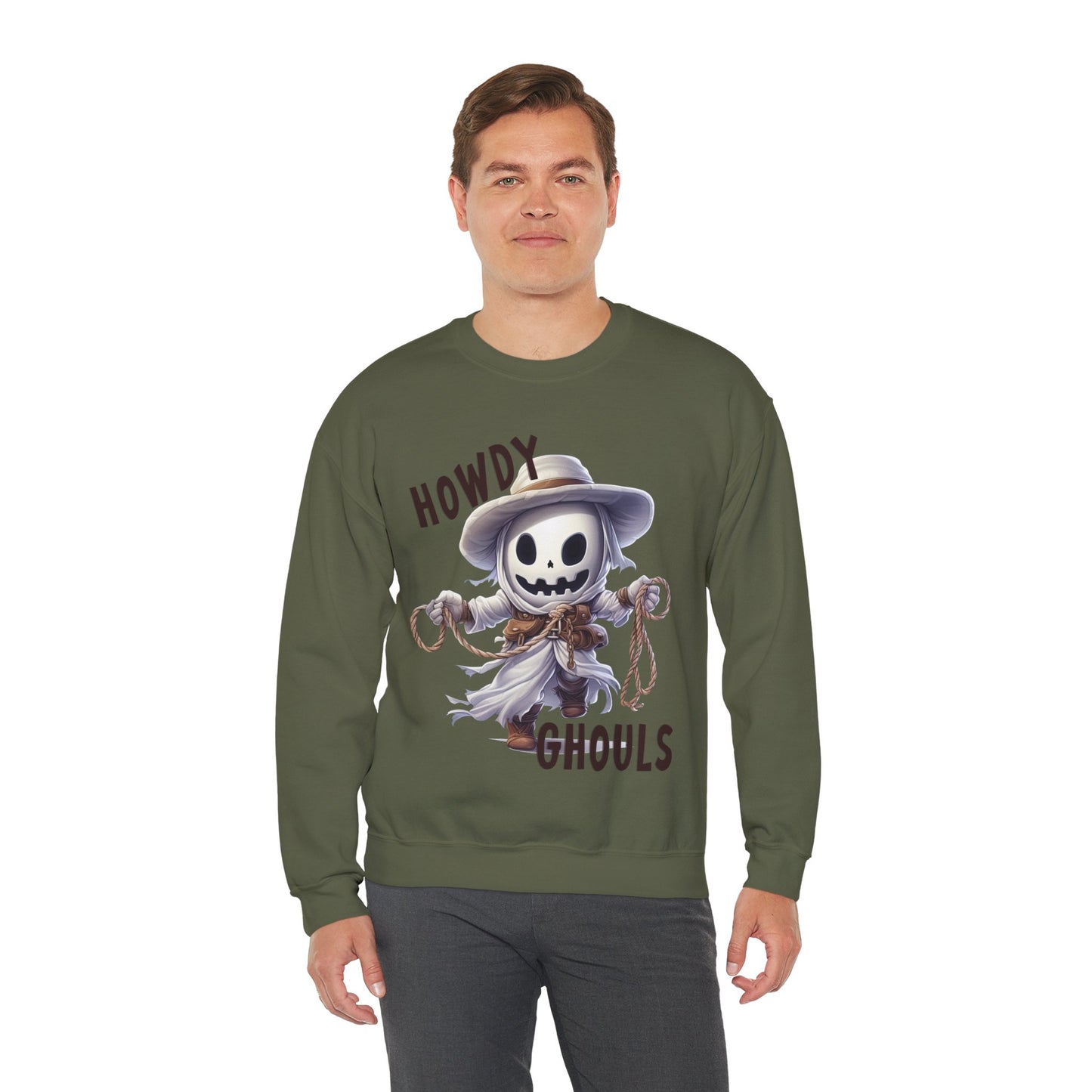 Howdy Ghouls Western Halloween Sweatshirt Funny Western Ghost Halloween Sweater Punny Ghost Howdy Ghouls Pullover Sweater Fall Unisex Gift