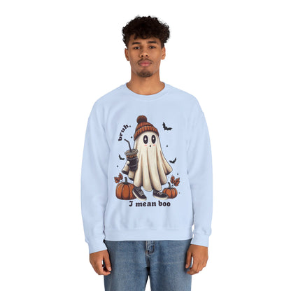 Bruh I Mean Boo Sweatshirt Cute Ghost Sweater Retro Halloween Pullover Sweatshirt Funny Halloween Sweater Boujee Ghost Crewneck Boujee Gift