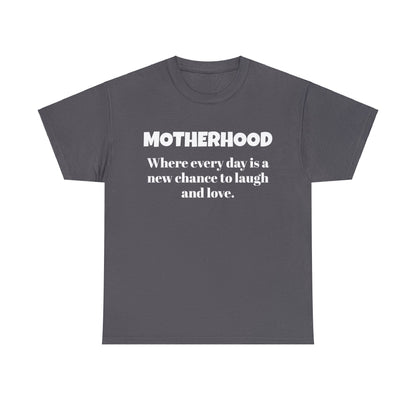 Fun Mom's Unisex Heavy Cotton Tee, "MOTHERHOOD", Mother's Day Gift, T-shirt for Her, Ladies Adult Unique Novelty Present