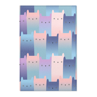 Cute Kitty Cat Lover Area Rug Funky Pastel Animal Modern Rug Carpet Matching Range Bedroom Living Room Rug Home Decor Teens Dorm Adult Gift