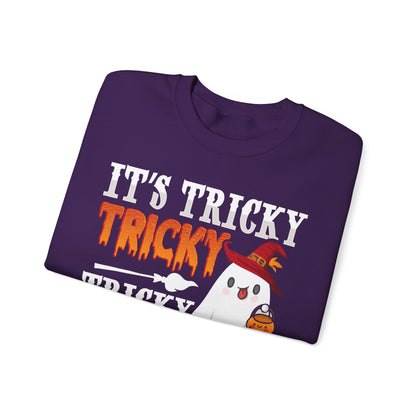 It's Tricky Sweatshirt Trick or Treat Sweater Funny Halloween Sweat Cute Halloween Ghost Crewneck Spooky Season Outfit Tricky Funny Ghost