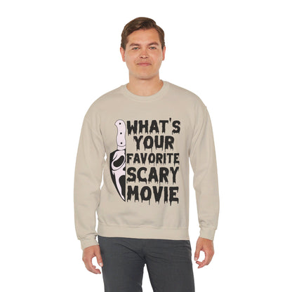 What's Your Favorite Scary Movie Sweatshirt Horror Movie Addict Sweater Ghostface Halloween Sweatshirt Scream Sweater Gift Horror Movie Club