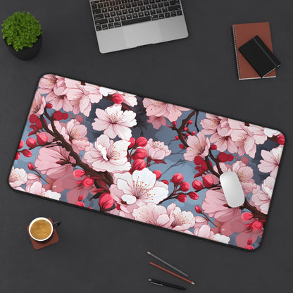 Anime Cherry Blossoms Desk Mat Lofi Office Desk Accessory Manga Floral Mouse Pad Japanese XL Desk Pad Large Gaming Mousepad Unique Gift Idea