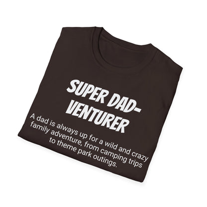 Funny Dad's Mens Softstyle T-shirt, "Super Dad-venturer", Father's Day Gift, Adult Humorous Unique Novelty Apparel Present