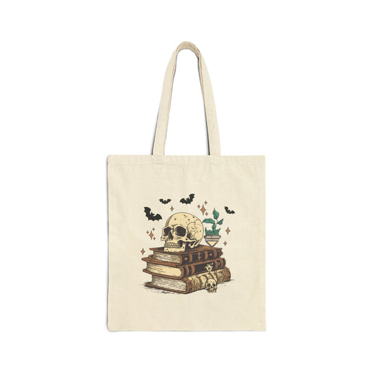 Spooky Spell Books Bag Halloween Book Lover Tote Bag Teacher Halloween Candy Bag Skull Halloween Canvas Bag Student Retro Halloween Book Bag