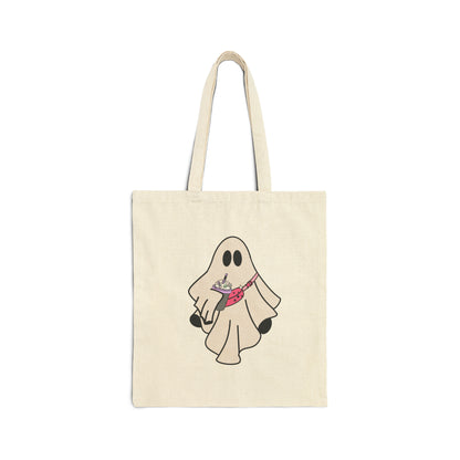 Boo-Jee Ghost Tote Bag Halloween Chic Candy Bag Vintage Retro Halloween Treats Canvas Bag Trick Or Treat Bag Cute Ghost Halloween Party Bag