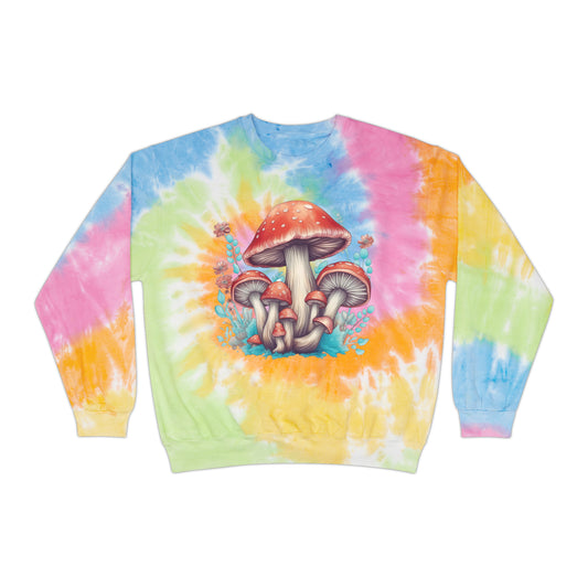 Magic Mushrooms Sweatshirt Cottagecore Halloween Tie-Dye Sweater Retro Fall Sweatshirt Psychedelic Shroom Sweater Groovy Spooky Season Magic