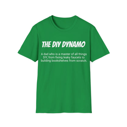 Funny Dad's Mens Softstyle T-shirt, "The DIY Dynamo", Father's Day Gift, Tee for Him, Adult Humorous Unique Novelty Present