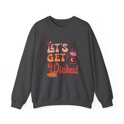 Let's Get Wicked Sweatshirt Funny Halloween Sweater Wicked Sweat Magical Spooky Season Crewneck Retro Halloween Witch Sweatshirt Women Gift