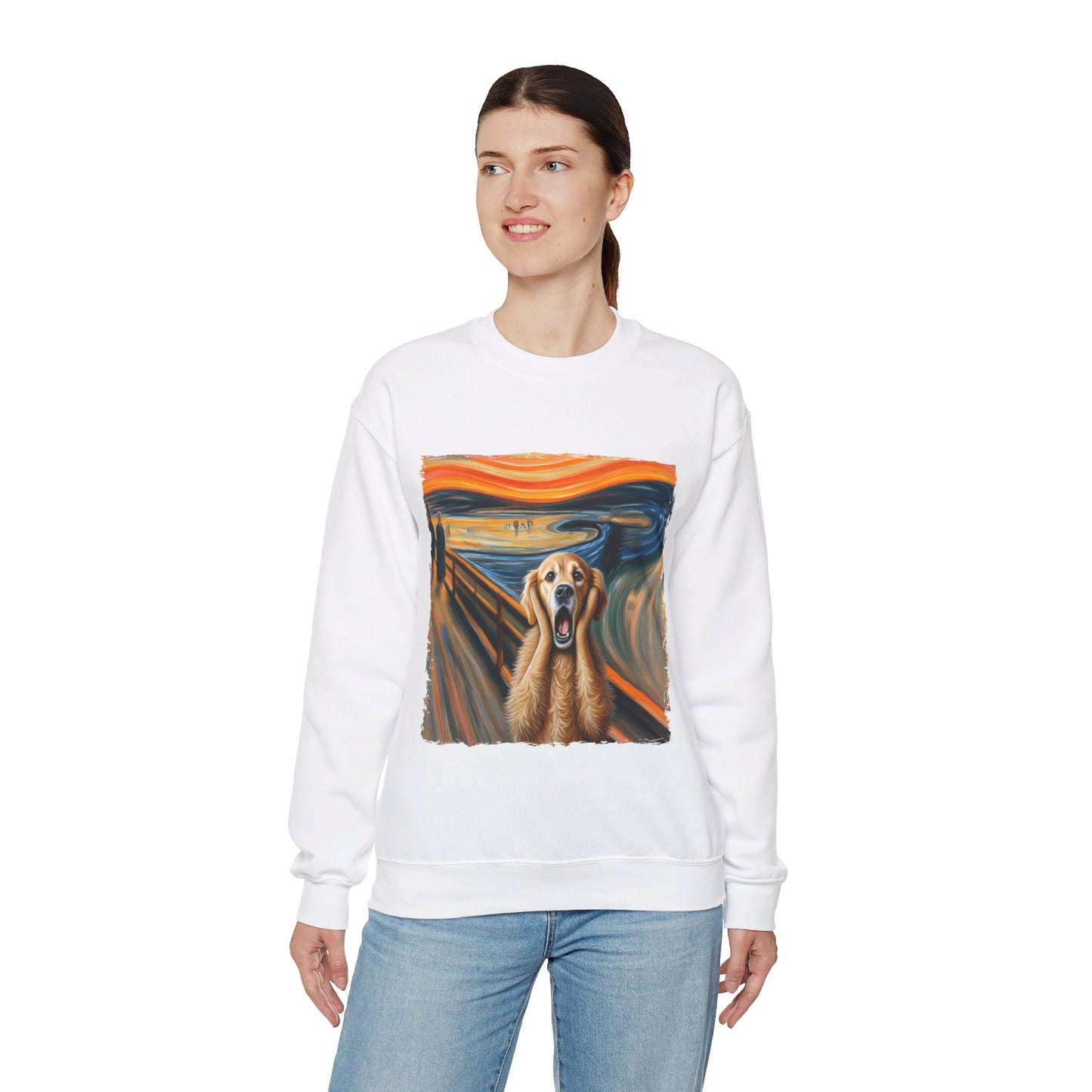 Funny Edvard Munch Dog Sweatshirt Funny The Scream-ing Dog Art Painting Sweater Parody of Edvard Munch Dog Sweater Unique Art Dog Lover Gift