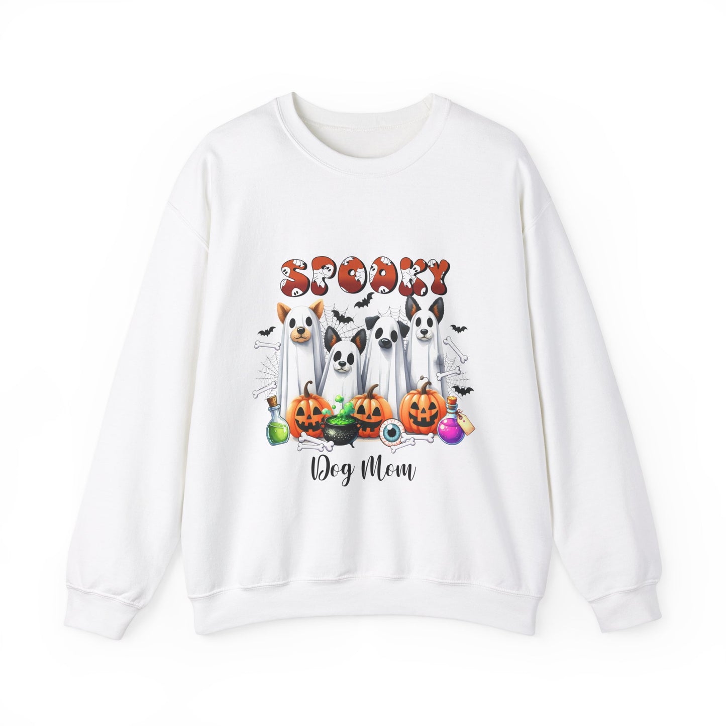 Spooky Dog Mom Sweatshirt Halloween Ghost Dog Sweater Women Dog Lover Pullover Cute Dog Mom Gift Dog Lover Dog Mama Halloween Sweatshirt